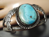 Incredible Vintage Native American Navajo Pilot Mountain Turquoise Sterling Silver Bracelet-Nativo Arts