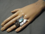 Important Nel Morton Kachina Native American Navajo Sterling Silver Turquoise Ring-Nativo Arts