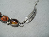 Rare Navajo Native American Amber Sterling Silver Necklace-Nativo Arts