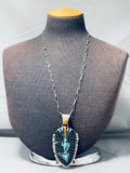 Flute Dancer Native American Navajo Turquoise Kachina Sterling Silver Necklace-Nativo Arts