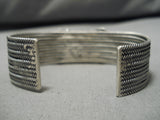 One Of The Best Vintage Native American Navajo Coiled Cuff Sterling Silver Turquoise Bracelet-Nativo Arts