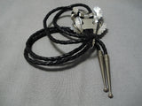 Important Benny Yazzie Toad Sterling Silver Native American Toad Bolo Tie-Nativo Arts