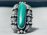 Spectacular Vintage Native American Navajo Malachite Sterling Silver Ring-Nativo Arts