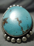 Native American One Of Best Vintage Navajo Santo Domingo Turquoise Sterling Silver Ring Old-Nativo Arts