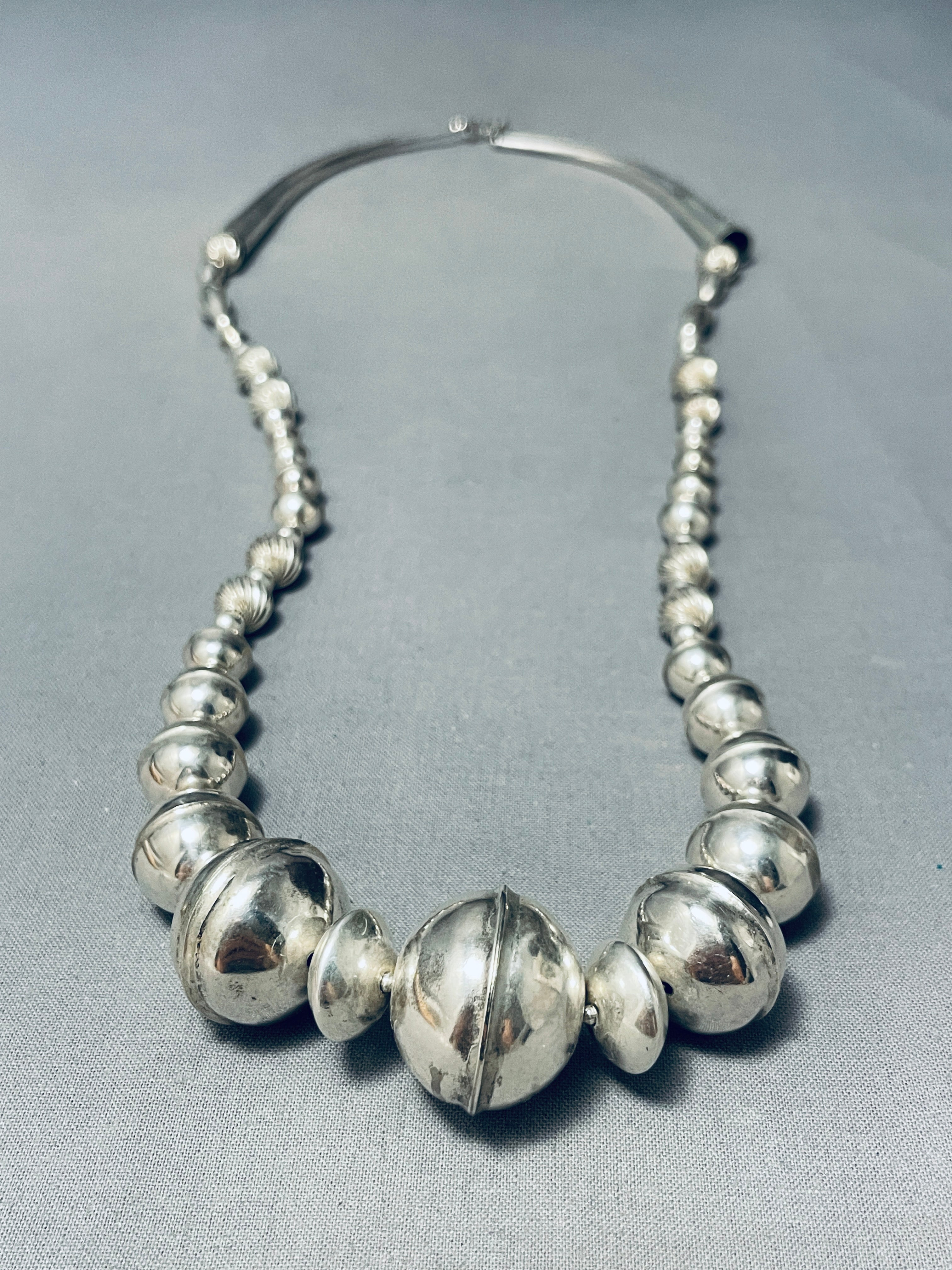 Handmade Graduated Silver Bead Necklace