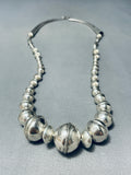 Rare Longer Vintage Native American Navajo Sterling Silver Bead And Long Cone Necklace-Nativo Arts