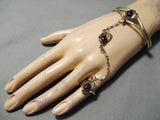 Wonderful Vintage Navajo Garnet Gold Slave Bracelet Native American-Nativo Arts