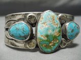 Opulent Vintage Native American Navajo Early Turquoise Sterling Silver Bracelet Old-Nativo Arts