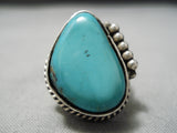 Vivid Blue Vintage Native American Navajo Turquoise Sterling Silver Ring-Nativo Arts