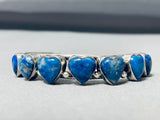 Very Unique Vintage Native American Navajo Heart Lapis Sterling Silver Bracelet-Nativo Arts