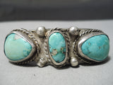 Thick And Old Vintage Native American Navajo Turquoise Sterling Silver Bracelet Old-Nativo Arts