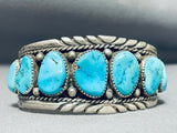 Incredible Vintage Native American Navajo 8 Kingman Turquoise Sterling Silver Bracelet-Nativo Arts