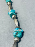 Wonderful Vintage Native American Navajo Kingman Turquoise Sterling Silver Necklace-Nativo Arts