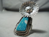Expert Kachina Detail Native American Navajo Gilbert Turquoise Sterling Silver Ring-Nativo Arts