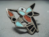 Wonderful Vintage Native American Navajo Turquoise Sterling Silver Hummingbird Ring-Nativo Arts