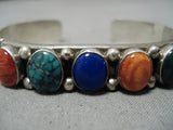 Stunning Wil Begay Vintage Native American Navajo Turquoise Gaspeite Sterling Silver Bracelet-Nativo Arts
