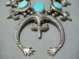 Important Ambrose Linoln Vintage Native American Navajo Sterling Silver Squash Blossom Necklace-Nativo Arts