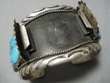 Rare Vintage Native American Navajo Henry Roanhorse Turquoise Sterling Silver Watch Bracelet-Nativo Arts