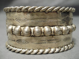 Early 1900's Vintage Native American Navajo Hand Tooled Sterling Silver Bracelet Old-Nativo Arts