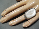 Huge Vintage Navajo Pearl Sterling Silver Native American Ring-Nativo Arts