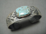 Important Jeanette Dale Native American Navajo #8 Turquoise Sterling Silver Bracelet Cuff-Nativo Arts