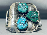 Mens Vintage Native American Navajo Museum Quality Turquoise Sterling Silver Bracelet-Nativo Arts