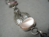 Stunning Vintage Native American Navajo Pink Shell Sterling Silver Necklace Old-Nativo Arts