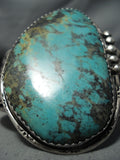 Monstrous Museum Vintage Native American Navajo Basalt Turquoise Sterling Silver Bracleet-Nativo Arts