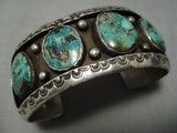 Quality Vintage Native American Navajo Green Turquoise Sterling Silver Bracelet Old-Nativo Arts