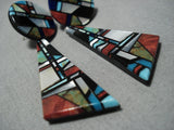 Native American Important Santo Domingo Chris Nieto Turquoise Sterling Silver Earrings-Nativo Arts