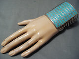 One Of The Tallest Zuni Turquoise Native American Sterling Silver Bracelet-Nativo Arts
