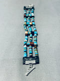 Most Unique Native American Navajo Turquoise Heishi Sterling Silver Bracelet Wow!!-Nativo Arts