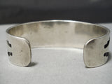 Quality Vintage Native American Navajo Domed Lapis Sterling Silver Bracelet Old-Nativo Arts
