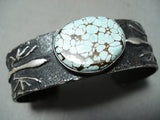 Signed Vintage Native American Navajo Lizard #8 Turquoise Sterling Silver Bracelet-Nativo Arts