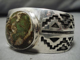 Marvelous Vintage Native American Navajo Green Turquoise Sterling Silver Bracelet Old-Nativo Arts