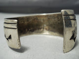 Hvy Intricate Vintage Native American Navajo Royston Turquoise Sterling Silver Bracelet Old-Nativo Arts