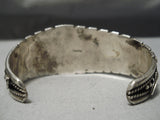 Native American Superior Vintage Garden Of Leaves Sterling Silver Green Turquoise Bracelet-Nativo Arts