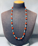 Native American Authentic Santo Domingo Turquoise Coral Heishi Necklace-Nativo Arts