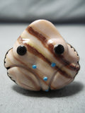 Whimsical Navajo Shell Frog Sterling Silver Ring Native American-Nativo Arts