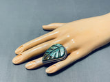 One Of Most Detailed Ever Vintage Native American Navajo Royston Turquoise Sterling Silver Ring-Nativo Arts