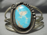 For Larger Wrist Vintage Native American Navajo #8 Turquoise Sterling Silver Bracelet Old-Nativo Arts