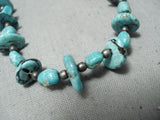 Tremendous Vintage Native American Navajo Turquoise Sterling Silver Necklace Old-Nativo Arts