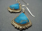 Fabulous 14k Gold Carico Lake Turquoise Vintage Native American Jewelry Navajo Earrings Old-Nativo Arts
