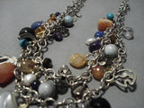 Fabulous Charm Necklace Vintage Navajo Sterling Silver Native American-Nativo Arts