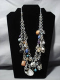 Fabulous Charm Necklace Vintage Navajo Sterling Silver Native American-Nativo Arts