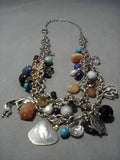 Fabulous Charm Necklace Vintage Navajo Sterling Silver Native American-Nativo Arts