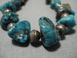 Fabulous Choker Style Vintage Native American Navajo Turquoise Sterling Silver Necklace Old-Nativo Arts