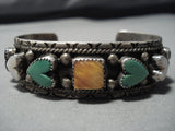 Fabulous Heart Of Love Vintage Native American Jewelry Navajo Royston Turquoise Sterling Silver Bracelet-Nativo Arts