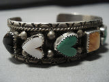 Fabulous Heart Of Love Vintage Native American Jewelry Navajo Royston Turquoise Sterling Silver Bracelet-Nativo Arts