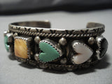 Fabulous Heart Of Love Vintage Native American Jewelry Navajo Royston Turquoise Sterling Silver Bracelet-Nativo Arts